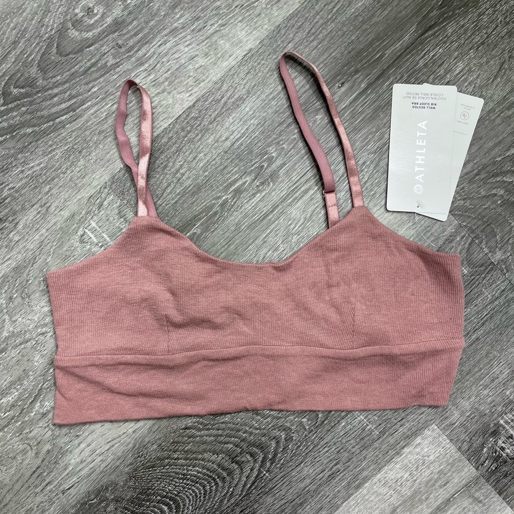 NWT mauve Athleta Well Rested Rib Sleep Bra